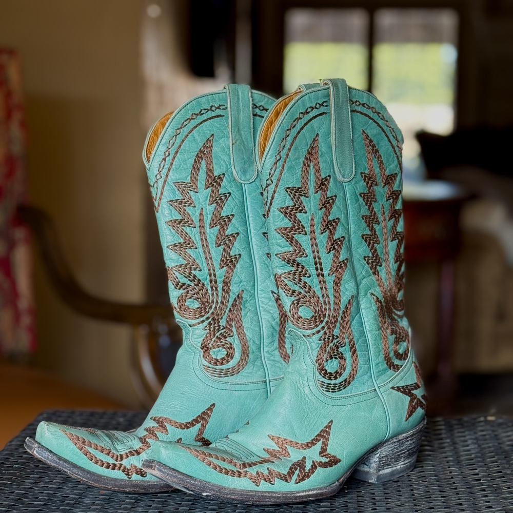 Old Gringo Teal and Brown Heeled Boots